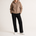 Imogen | Womens Hooded Fleece Zip Warm Casual Sweatshirt Shirt, Khaki