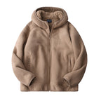 Imogen | Womens Hooded Fleece Zip Warm Casual Sweatshirt Shirt - Khaki