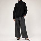 Ingrid | Womens Turtleneck Knitted Long Sleeve Jumper Sweater, Black