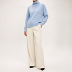 Ingrid | Womens Turtleneck Knitted Long Sleeve Jumper Sweater, Light Blue