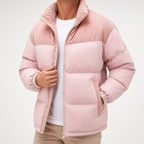 Ira | Mens Padded Fleece Lined Winter Warm Quilted Puffer Jacket, Pink