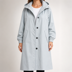 Irene | Womens Trench Coat Windbreaker Classic Mid Length Jacket, Light Blue