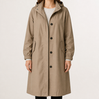 Irene | Womens Trench Coat Windbreaker Classic Mid Length Jacket, Khaki