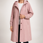 Irene | Womens Trench Coat Windbreaker Classic Mid Length Jacket, Pink