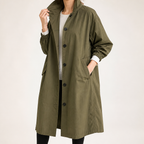 Irene | Womens Trench Coat Windbreaker Classic Mid Length Jacket, Green