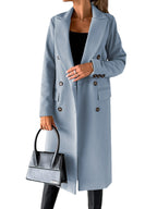 Iris | Womens Double Breasted Lapel Coat, Sky Blue
