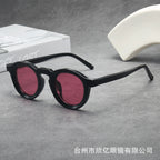 Iris | Womens Tortoiseshell Polarised Round Retro Sunglasses - Black / Pink Lens