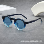 Iris | Womens Tortoiseshell Polarised Round Retro Sunglasses - Blue Gradient
