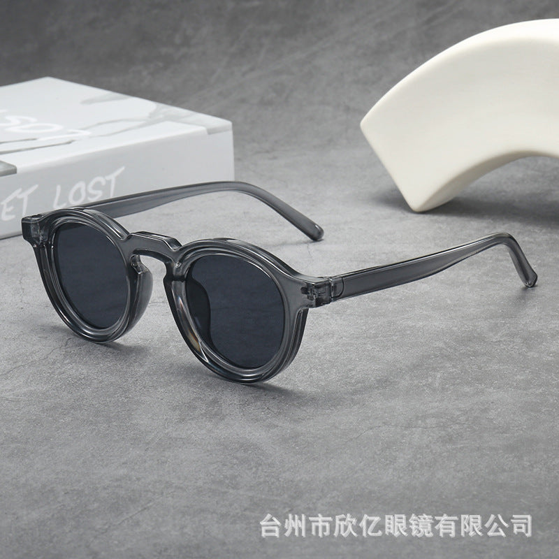 Iris | Womens Tortoiseshell Polarised Round Retro Sunglasses - Clear Grey / Black Grey Lens