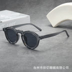 Iris | Womens Tortoiseshell Polarised Round Retro Sunglasses - Clear Grey / Black Grey Lens