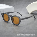 Iris | Womens Tortoiseshell Polarised Round Retro Sunglasses - Clear Grey / Orange Lens