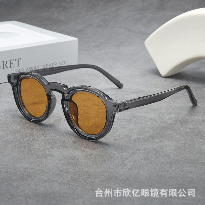 Iris | Womens Tortoiseshell Polarised Round Retro Sunglasses - Clear Grey / Orange Lens