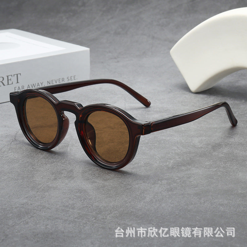 Iris | Womens Tortoiseshell Polarised Round Retro Sunglasses - Clear Tea / Tea Lens
