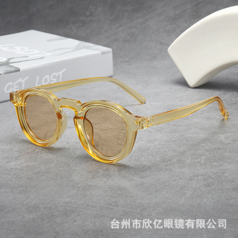 Iris | Womens Tortoiseshell Polarised Round Retro Sunglasses - Clear Yellow / Champagne Lens