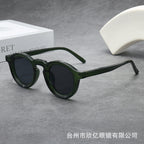 Iris | Womens Tortoiseshell Polarised Round Retro Sunglasses - Green / Black Grey Lens