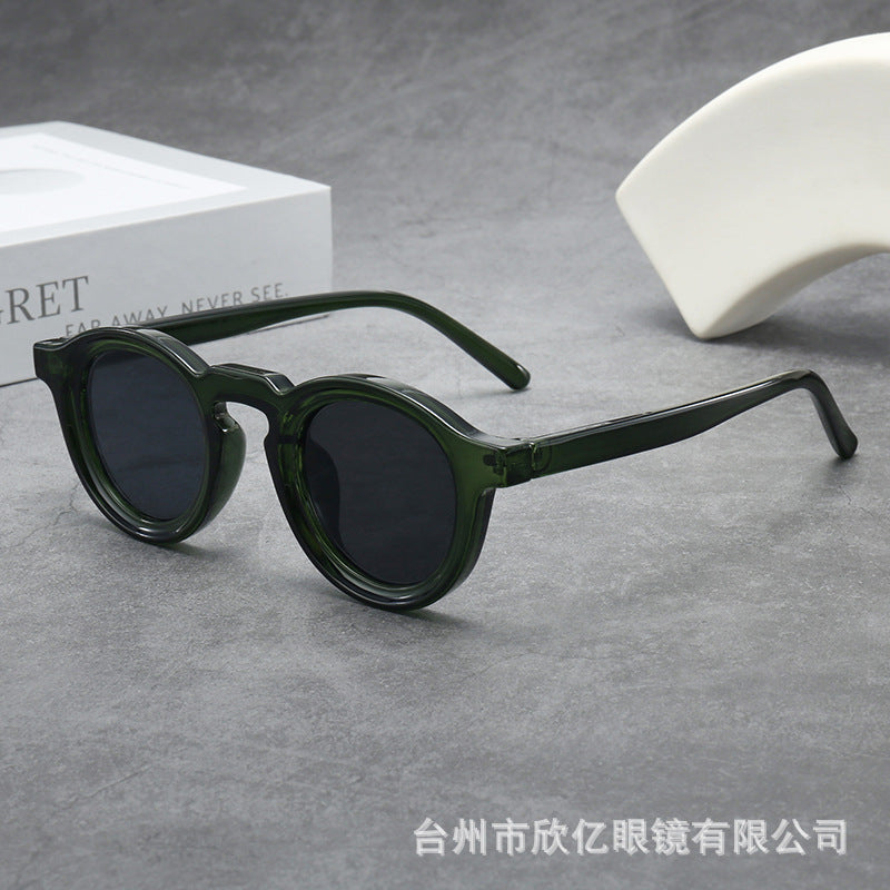 Iris | Womens Tortoiseshell Polarised Round Retro Sunglasses - Green / Black Grey Lens