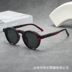 Iris | Womens Tortoiseshell Polarised Round Retro Sunglasses - Red Tortoiseshell / Green Lens