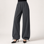 Isla | Womens High Waisted Wide Leg Drape Workwear Trousers Pants, Dark Grey