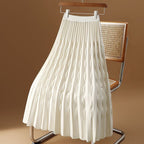 Jackie | Womens Pleated Knit A Line High Waisted Long Maxi Skirt