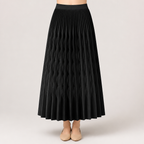 Jackie | Womens Pleated Knit A Line High Waisted Long Maxi Skirt, Black