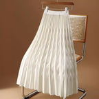 Jackie | Womens Pleated Knit A Line High Waisted Long Maxi Skirt