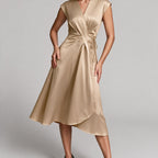 Jacqueline | Womens Wedding Guest Cocktail Satin Midi Formal Evening Dress