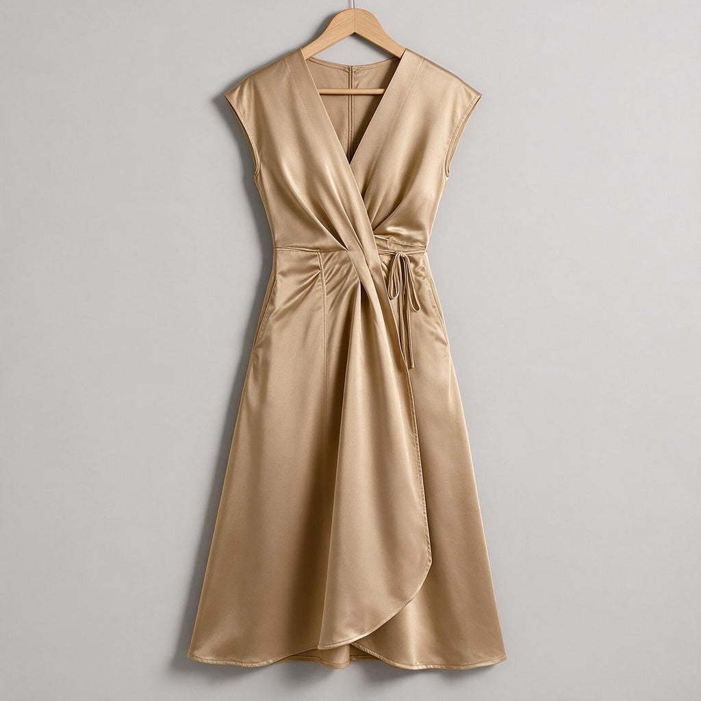 Jacqueline | Womens Wedding Guest Cocktail Satin Midi Formal Evening Dress