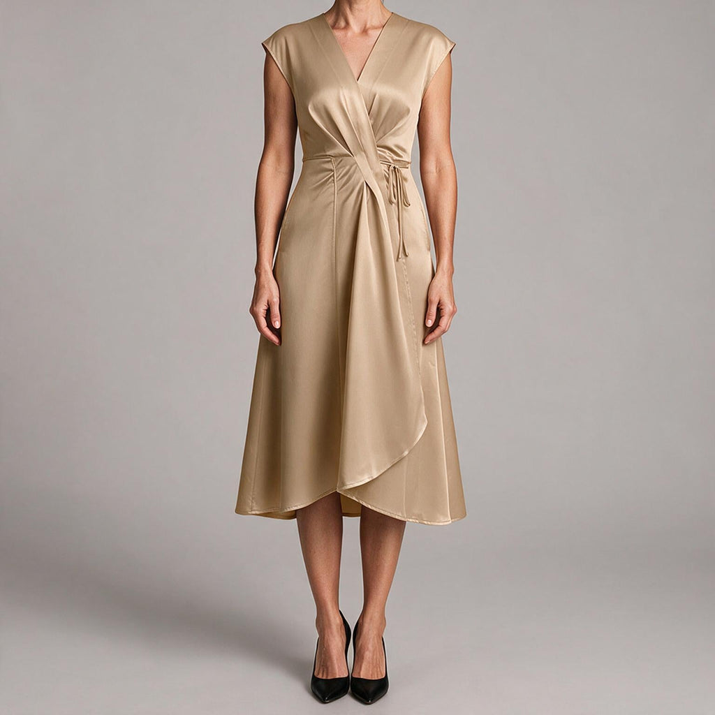 Jacqueline | Womens Wedding Guest Cocktail Satin Midi Formal Evening Dress
