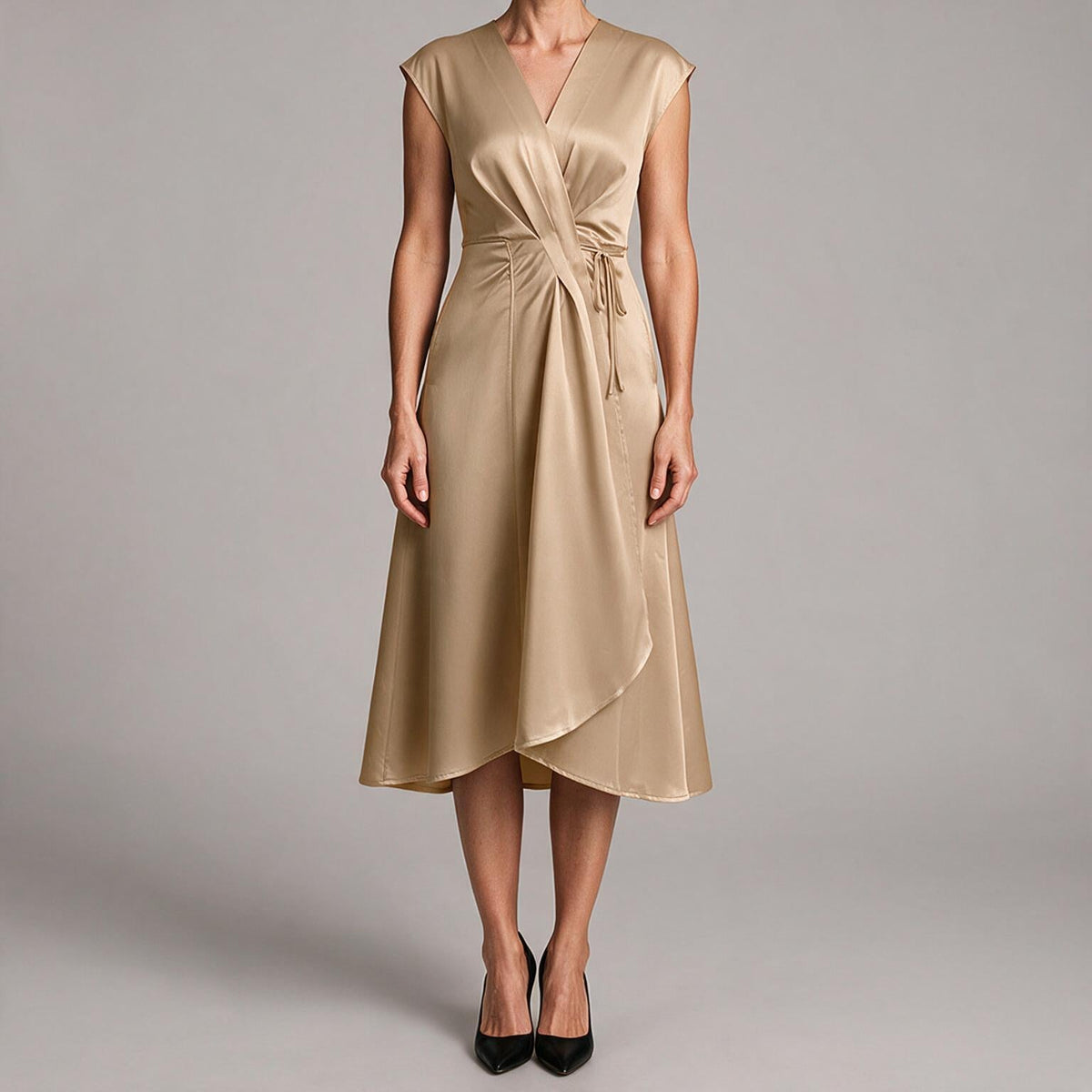 Jacqueline | Womens Wedding Guest Cocktail Satin Midi Formal Evening Dress