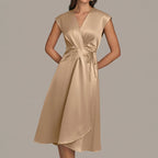 Jacqueline | Womens Wedding Guest Cocktail Satin Midi Formal Evening Dress