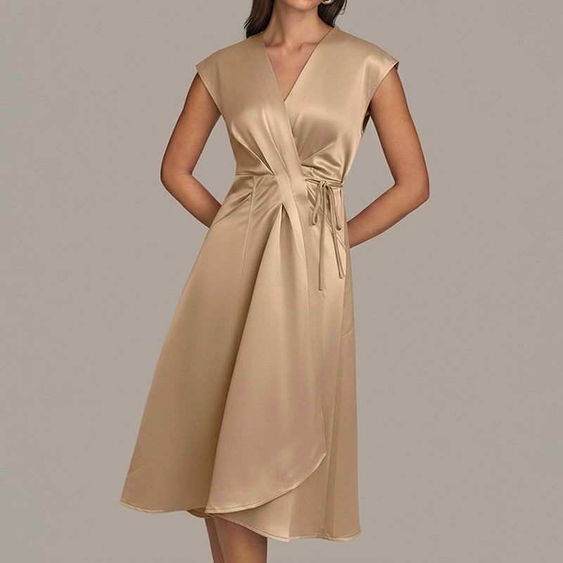 Jacqueline | Womens Wedding Guest Cocktail Satin Midi Formal Evening Dress