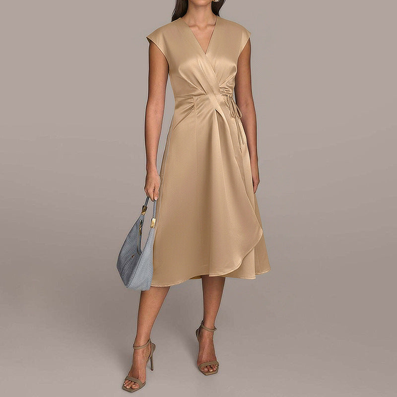 Jacqueline | Womens Wedding Guest Cocktail Satin Midi Formal Evening Dress