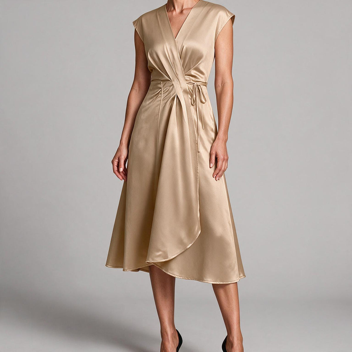Jacqueline | Womens Wedding Guest Cocktail Satin Midi Formal Evening Dress