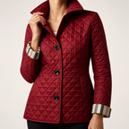 Jane | Womens Diamond Quilted Slim Fit Lightweight Padded Winter Jacket, Burgundy