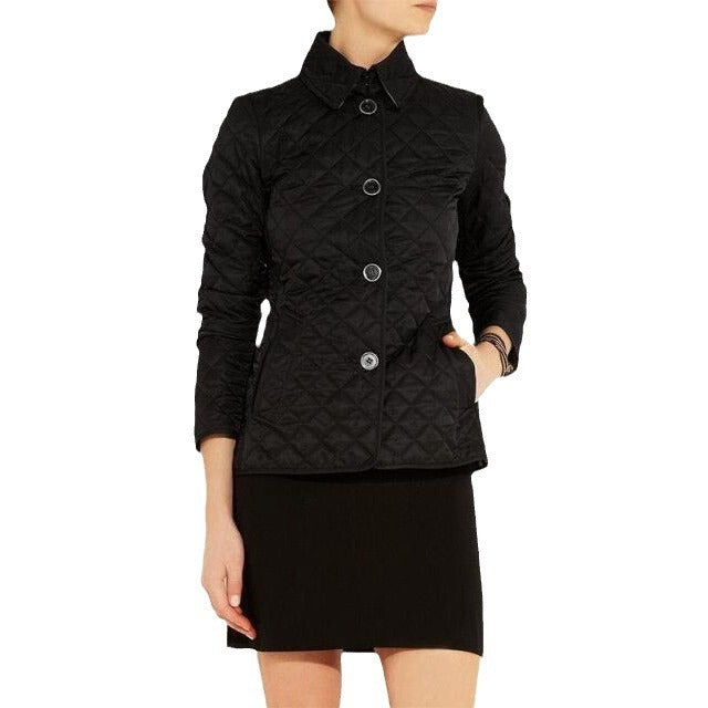 Jane | Womens Diamond Quilted Slim Fit Lightweight Padded Winter Jacket, Black