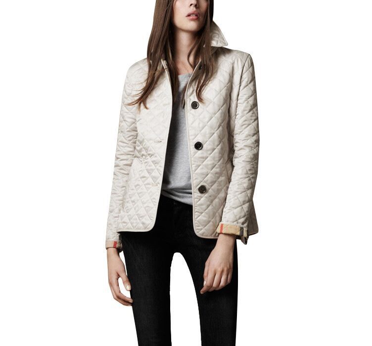 Jane | Womens Diamond Quilted Slim Fit Lightweight Padded Winter Jacket, Beige