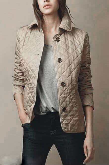 Jane | Womens Diamond Quilted Slim Fit Lightweight Padded Winter Jacket, Khaki