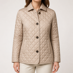 Jane | Womens Diamond Quilted Slim Fit Lightweight Padded Winter Jacket, Khaki