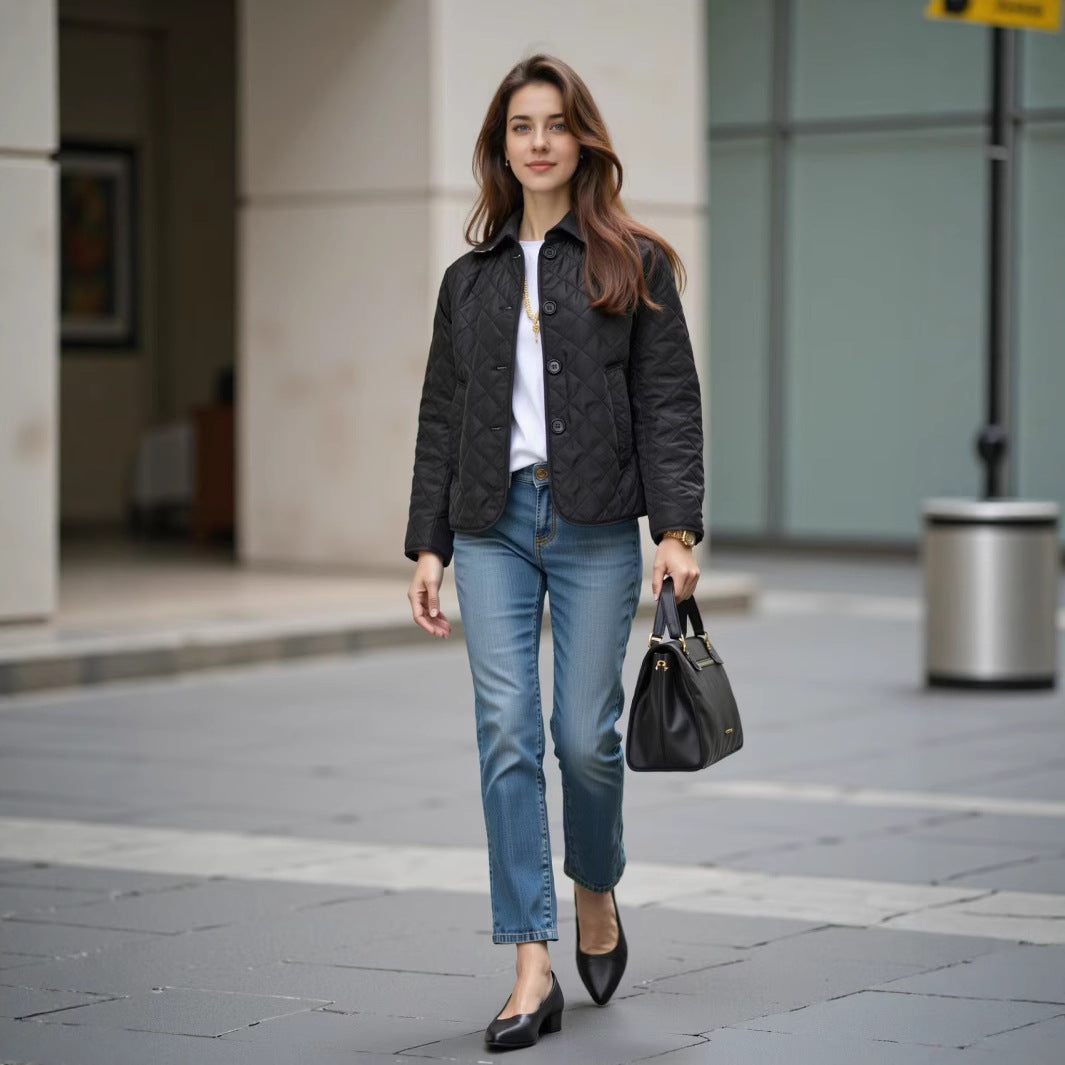 Jane | Womens Diamond Quilted Slim Fit Lightweight Padded Winter Jacket