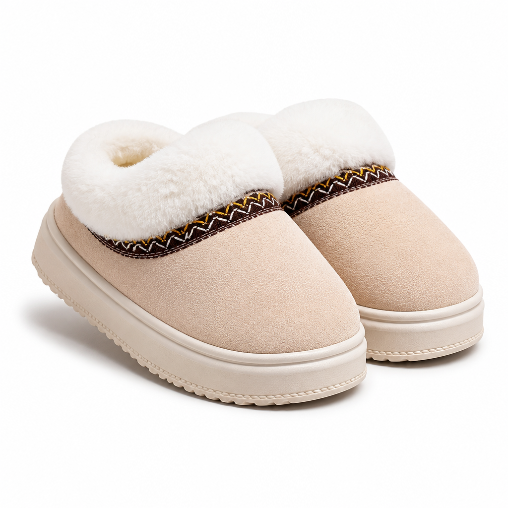 Janet | Womens Fluffy Fuzzy Memory Foam Warm Winter Indoor House Slippers Shoes