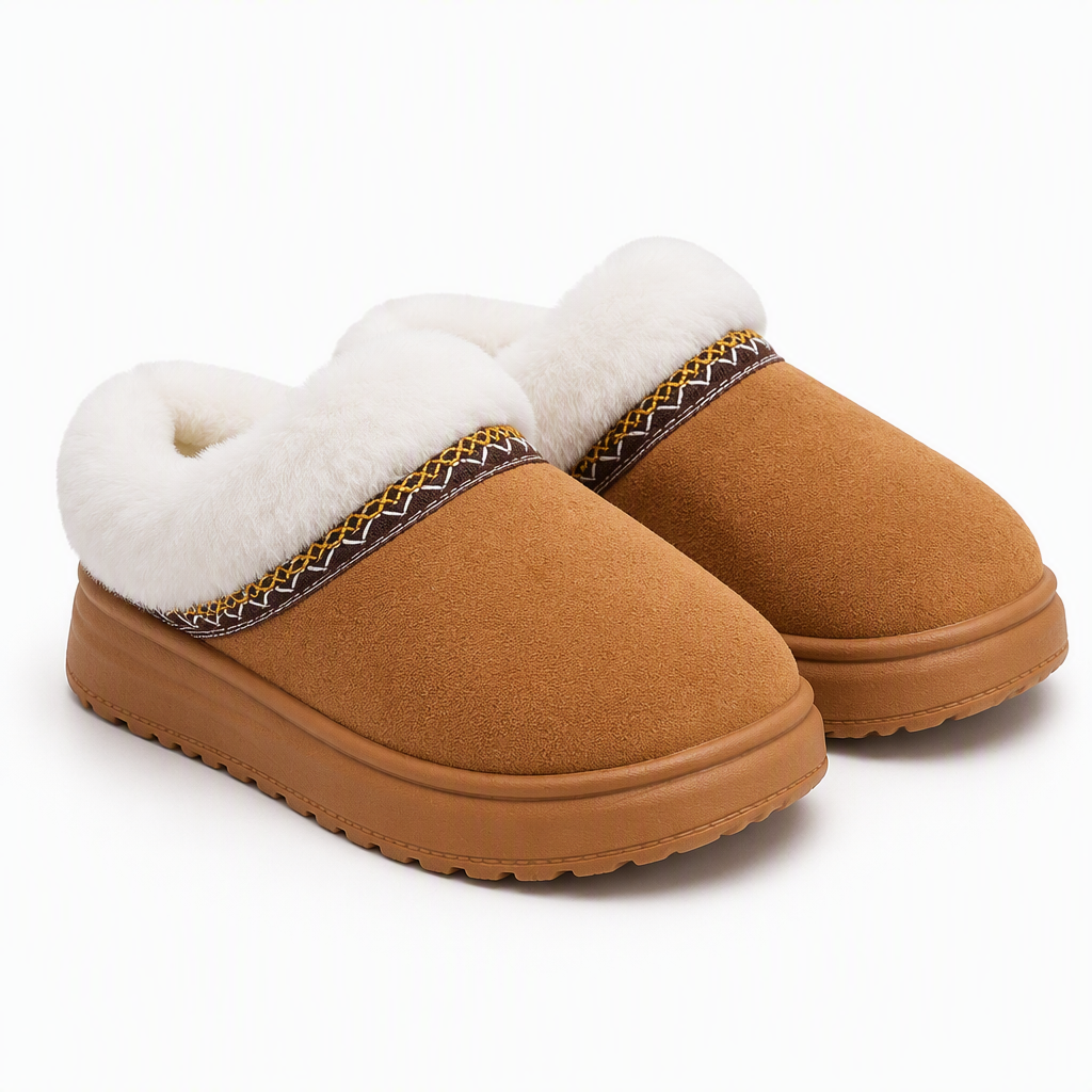 Janet | Womens Fluffy Fuzzy Memory Foam Warm Winter Indoor House Slippers Shoes