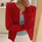Janice | Womens Round Neck Button Front Knit Cardigan Sweater