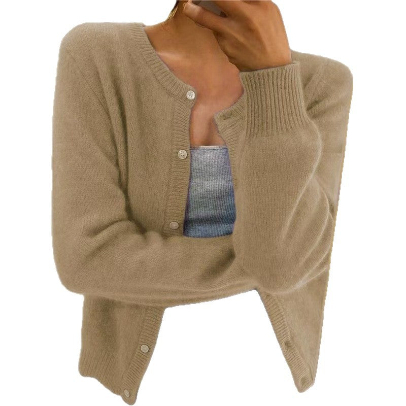 Janice | Womens Round Neck Button Front Knit Cardigan Sweater