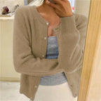 Janice | Womens Round Neck Button Front Knit Cardigan Sweater