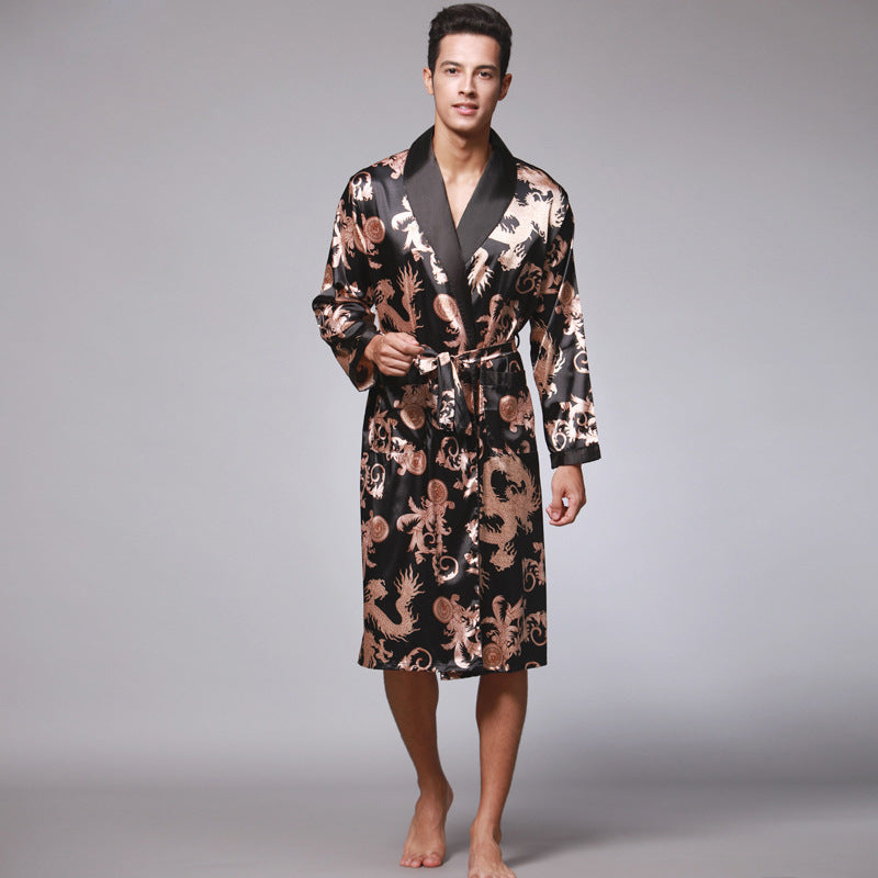 Jared | Mens Satin Robe Kimono Bathrobe Loungewear