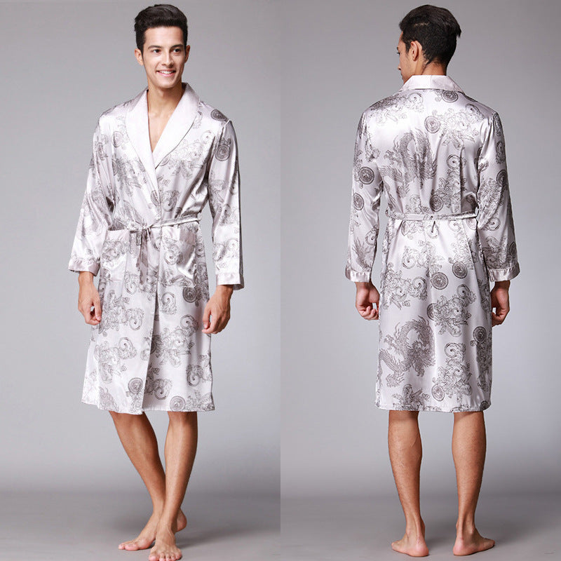 Jared | Mens Satin Robe Kimono Bathrobe Loungewear