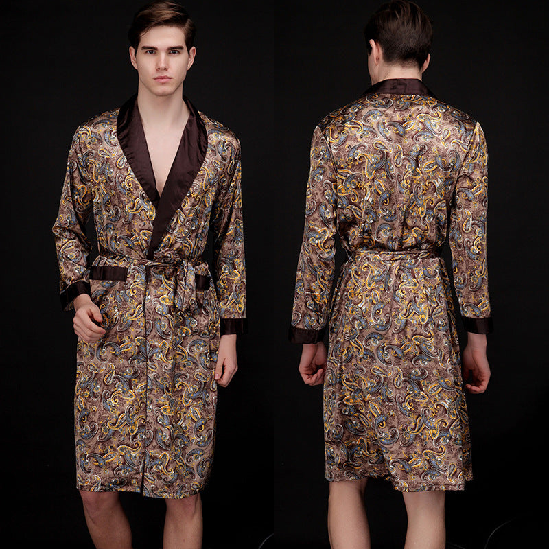 Jared | Mens Satin Robe Kimono Bathrobe Loungewear