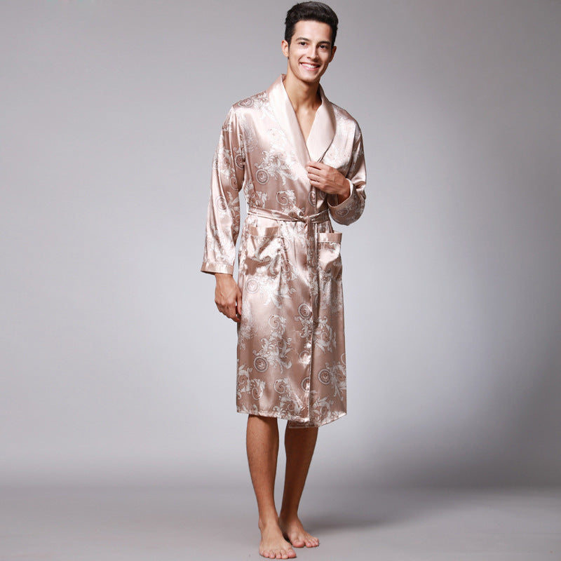 Jared | Mens Satin Robe Kimono Bathrobe Loungewear