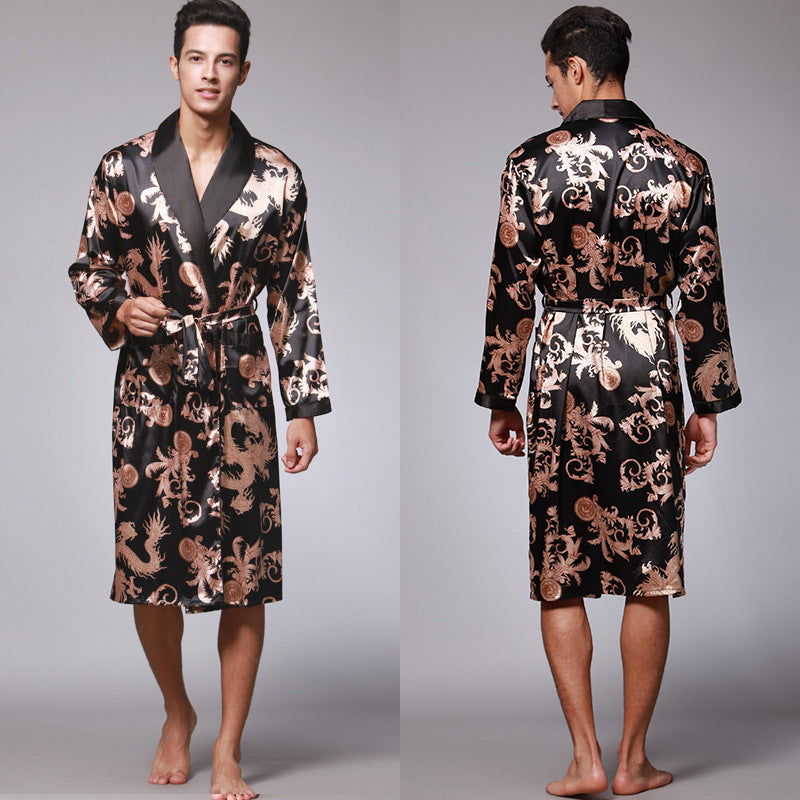 Jared | Mens Satin Robe Kimono Bathrobe Loungewear