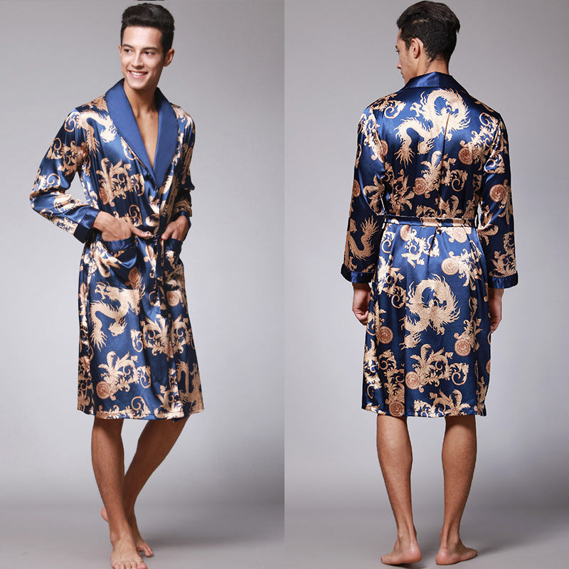 Jared | Mens Satin Robe Kimono Bathrobe Loungewear